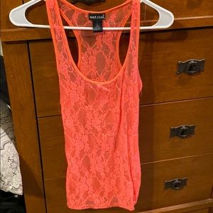 Coral Lace Tank Top